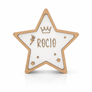 Lámpara quitamiedos personalizada de madera con nombre