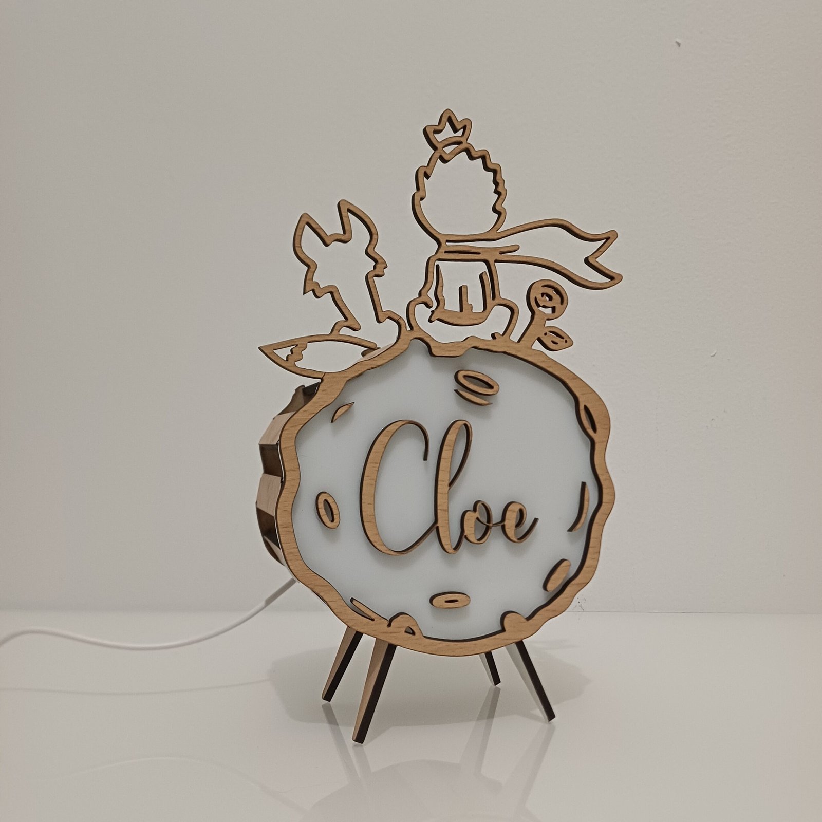 Lámpara quitamiedos personalizada artesanal de madera