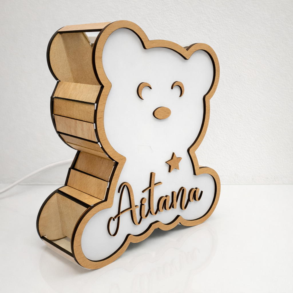 Lámpara quitamiedos personalizada artesanal de madera