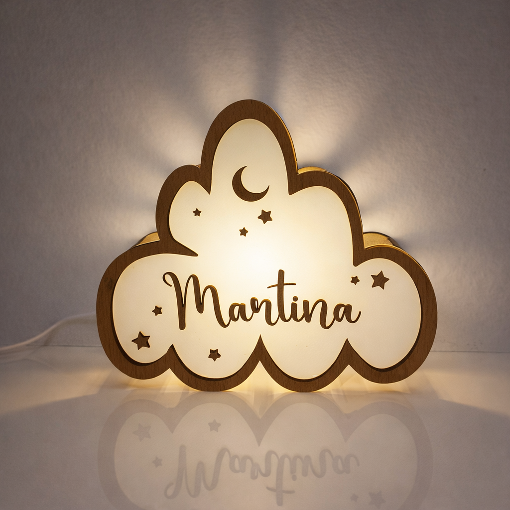 Lámpara quitamiedos personalizada artesanal de madera