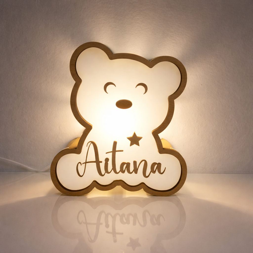 Lámpara quitamiedos personalizada artesanal de madera